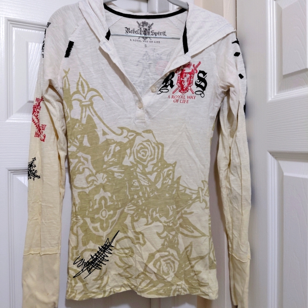 Rebel Spirit Cream Long Sleeve Top